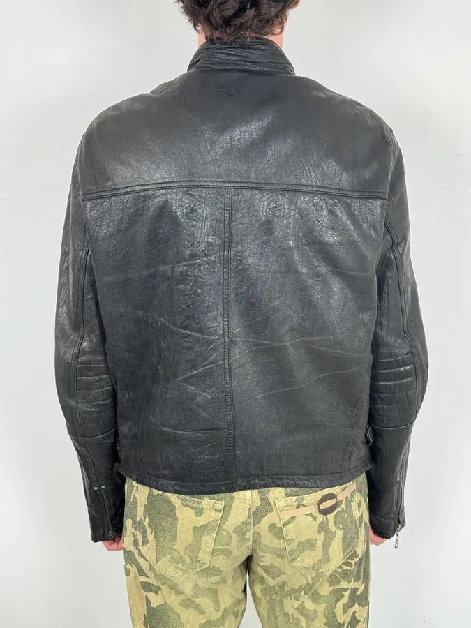 2000s Armani Prenium Black Leather Jacket JBpIGBu 2