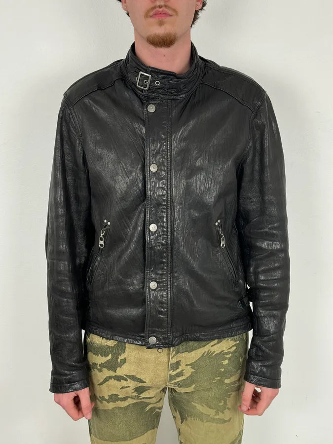 2000s Armani Prenium Black Leather Jacket JBpIGBu 0