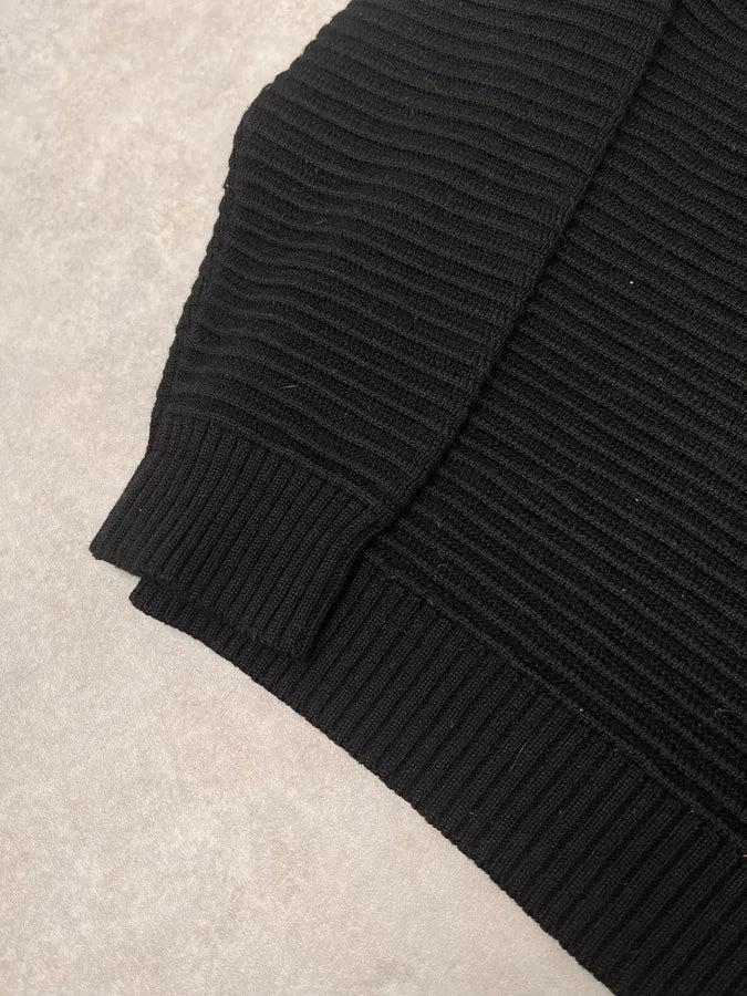 2000s Armani Asymmetrical Zip Collar Black Sweater uvqlVDt 6