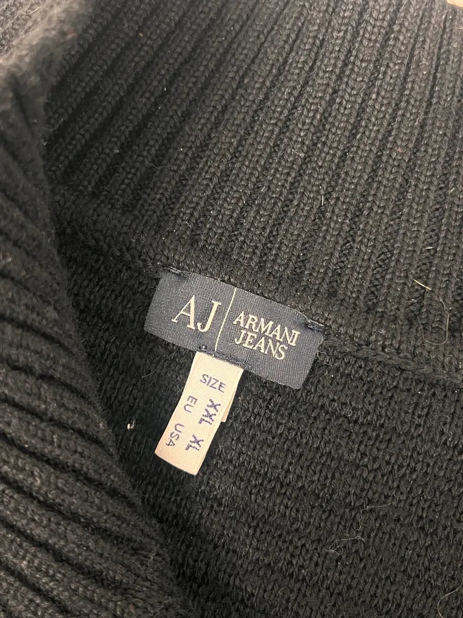 2000s Armani Asymmetrical Zip Collar Black Sweater uvqlVDt 8