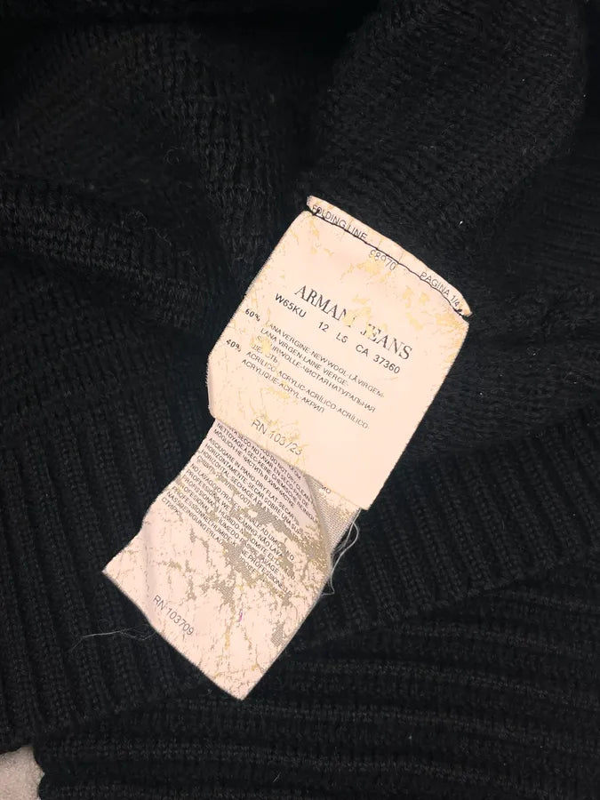 2000s Armani Asymmetrical Zip Collar Black Sweater uvqlVDt 9