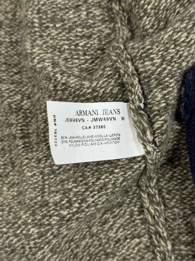 2000s Armani Beige & Navy Wool Zip-up Hoodie xPhbExh 9