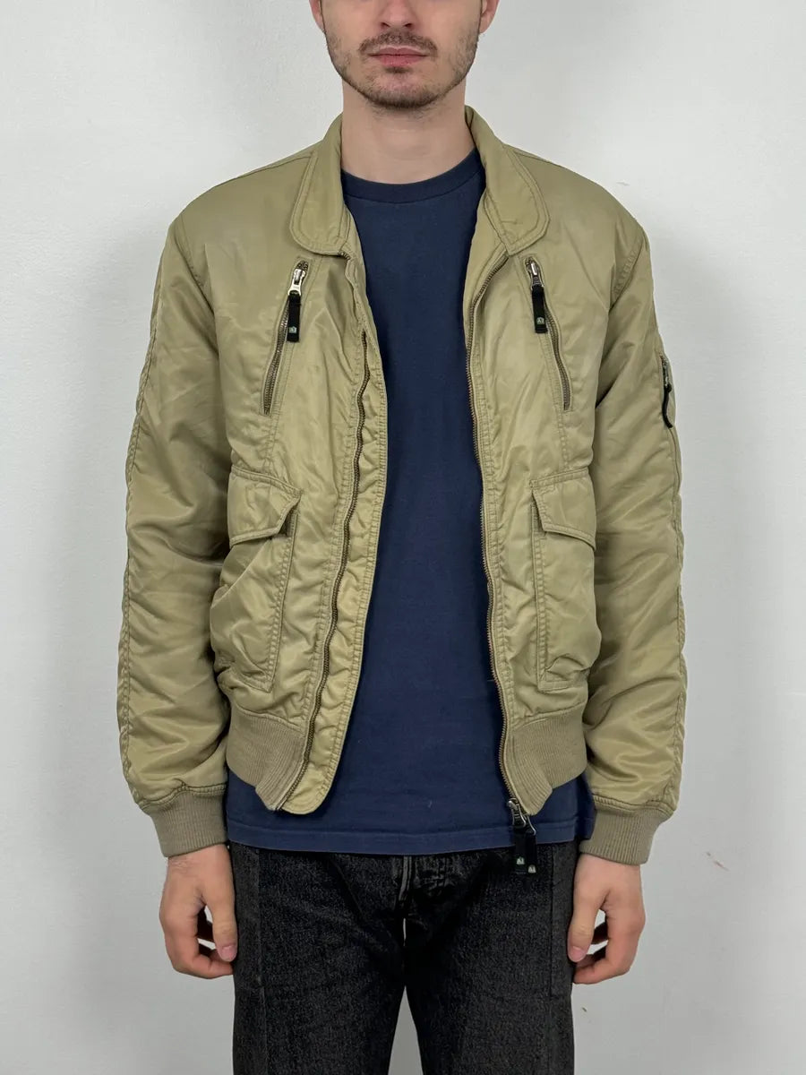 2000s Armani Beige Bomber Jacket KVuuNDs 1