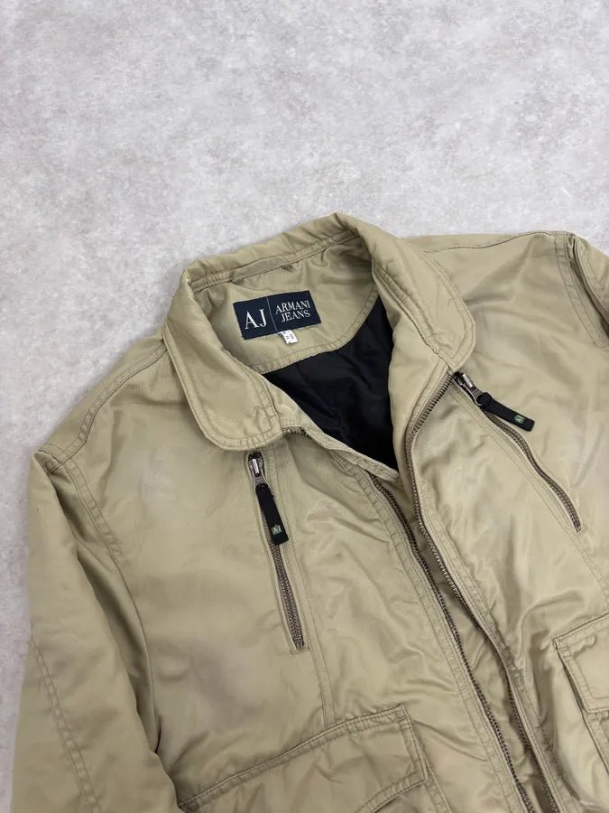 2000s Armani Beige Bomber Jacket KVuuNDs 4