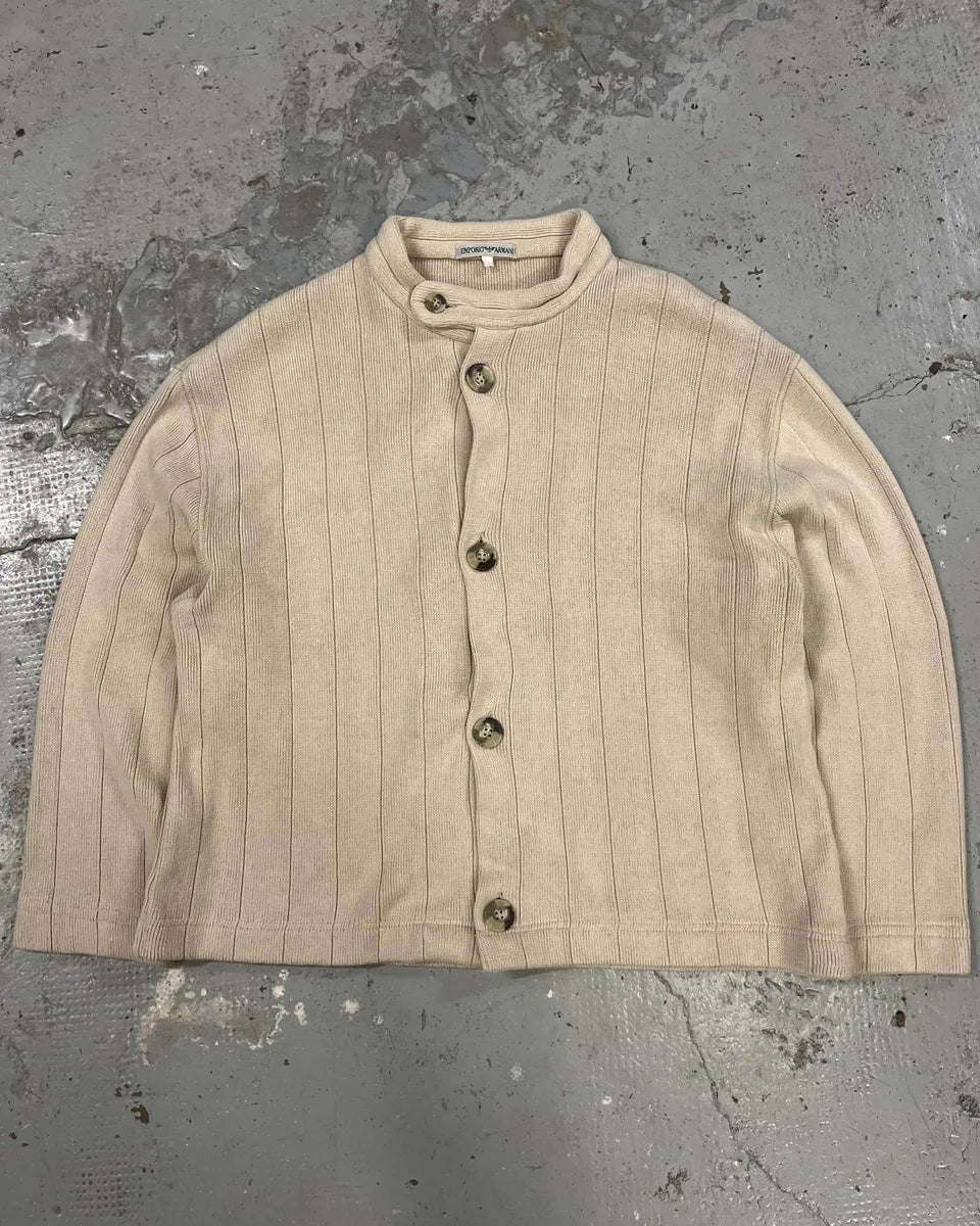 2000s Emporio Armani Beige Button Up Cozy Sweater atzDcoz 0