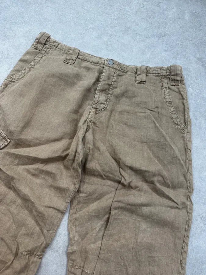 2000s Armani Beige Cargo Linen Light Pants gNLNjGs 5
