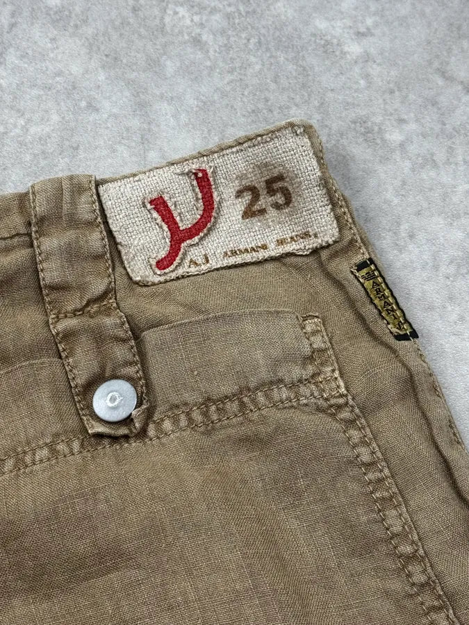 2000s Armani Beige Cargo Linen Light Pants gNLNjGs 9