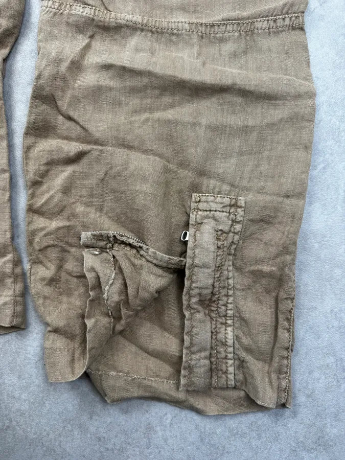 2000s Armani Beige Cargo Linen Light Pants gNLNjGs 8