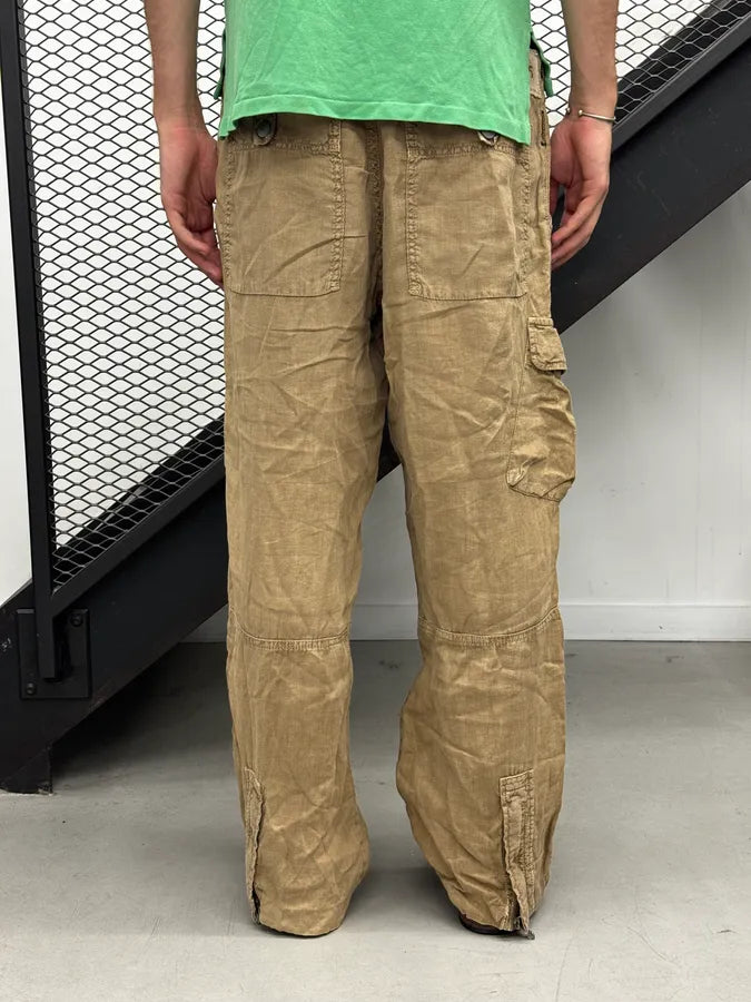 2000s Armani Beige Cargo Linen Light Pants gNLNjGs 2