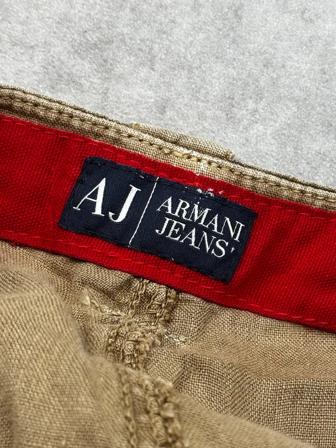 2000s Armani Beige Cargo Linen Light Pants gNLNjGs 10