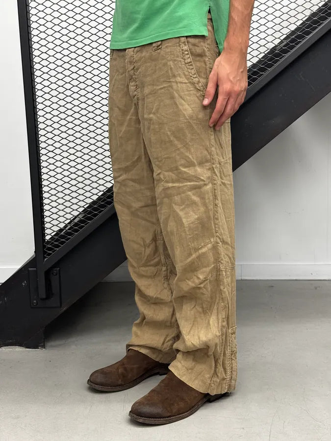 2000s Armani Beige Cargo Linen Light Pants gNLNjGs 1