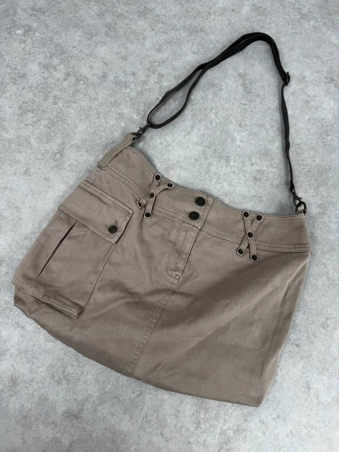 2010s Armani Beige Cargo Trompe LOeil Shoulder Bag UlEMTIy 4