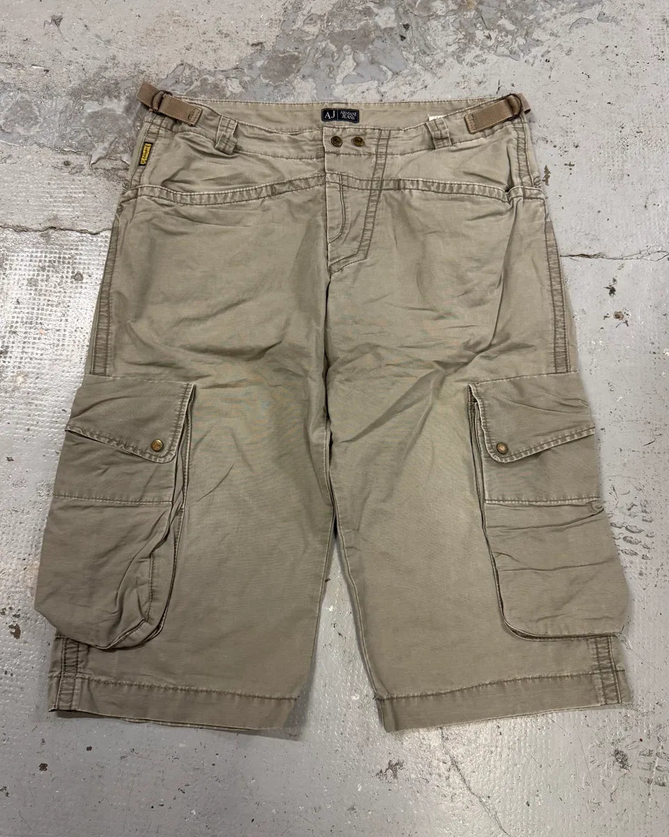 2000s Armani Beige Cozy Cargo Shorts hsWIBPd 0