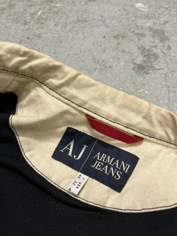 2000s Armani Beige Fleur De Lys Hybrid Leather Biker Jacket aCtlOkG 10