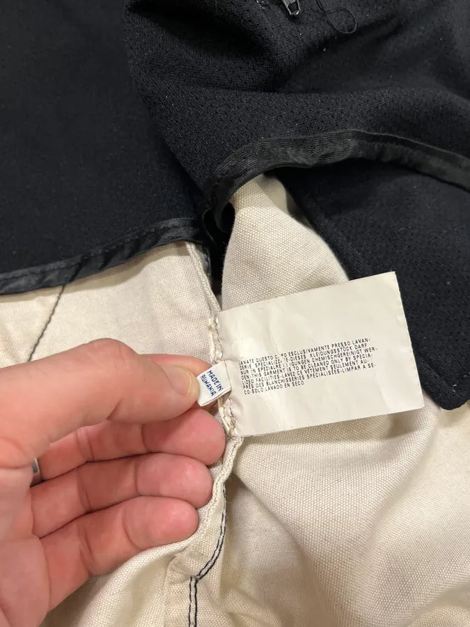 2000s Armani Beige Fleur De Lys Hybrid Leather Biker Jacket aCtlOkG 12