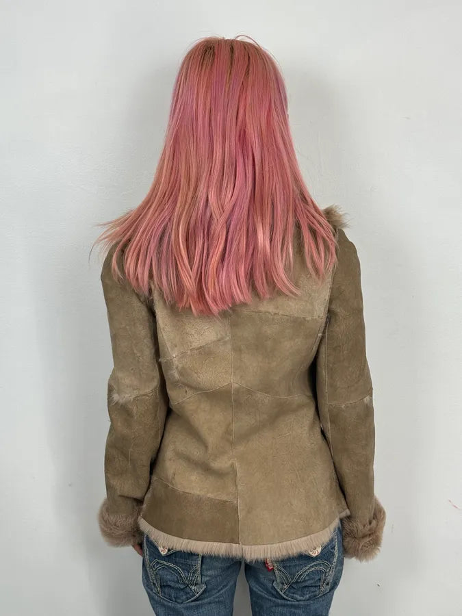 2000s Armani Beige Fur Lined Leather Jacket qBlLdqZ 2