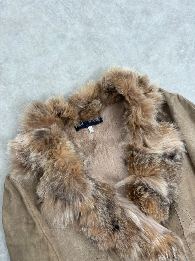 2000s Armani Beige Fur Lined Leather Jacket qBlLdqZ 4