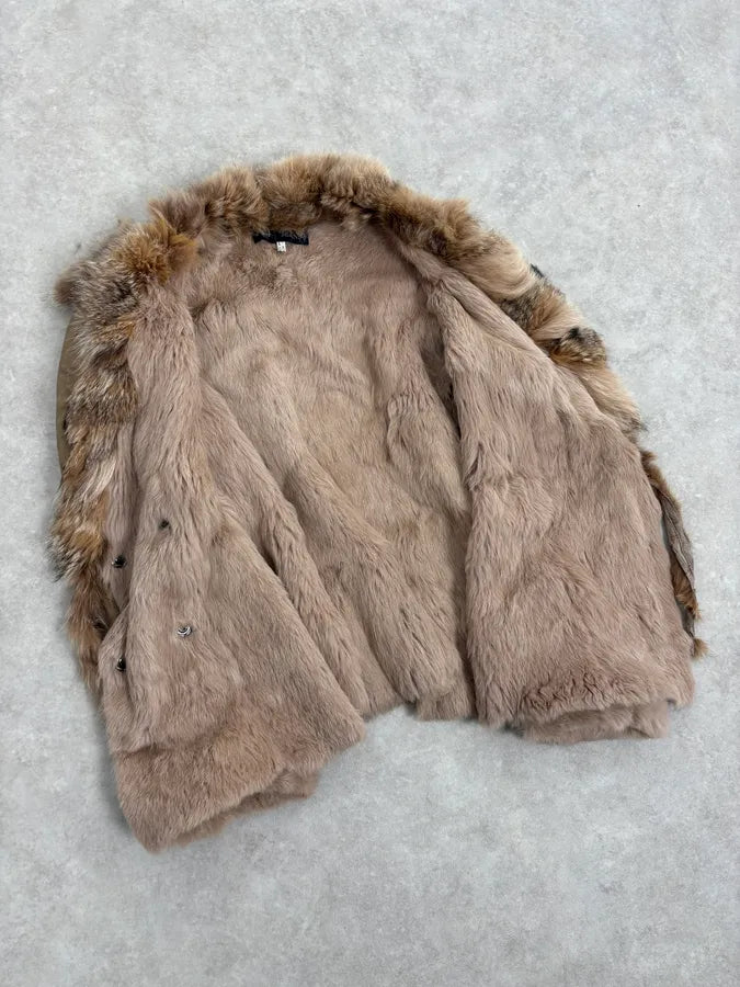 2000s Armani Beige Fur Lined Leather Jacket qBlLdqZ 6