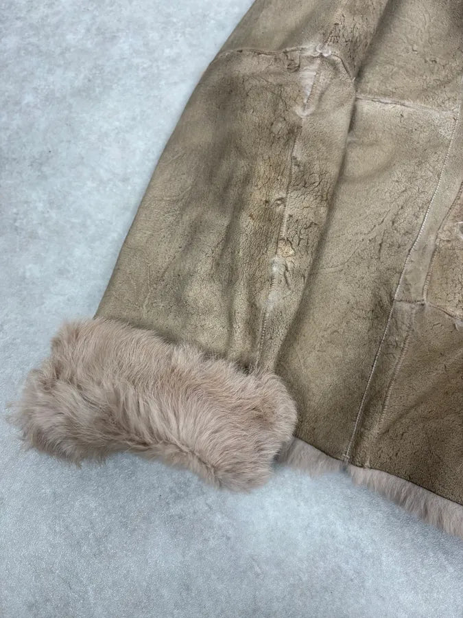 2000s Armani Beige Fur Lined Leather Jacket qBlLdqZ 7