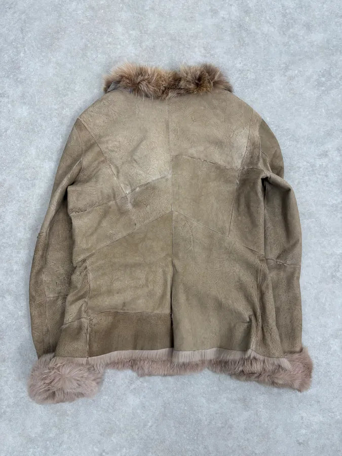 2000s Armani Beige Fur Lined Leather Jacket qBlLdqZ 5