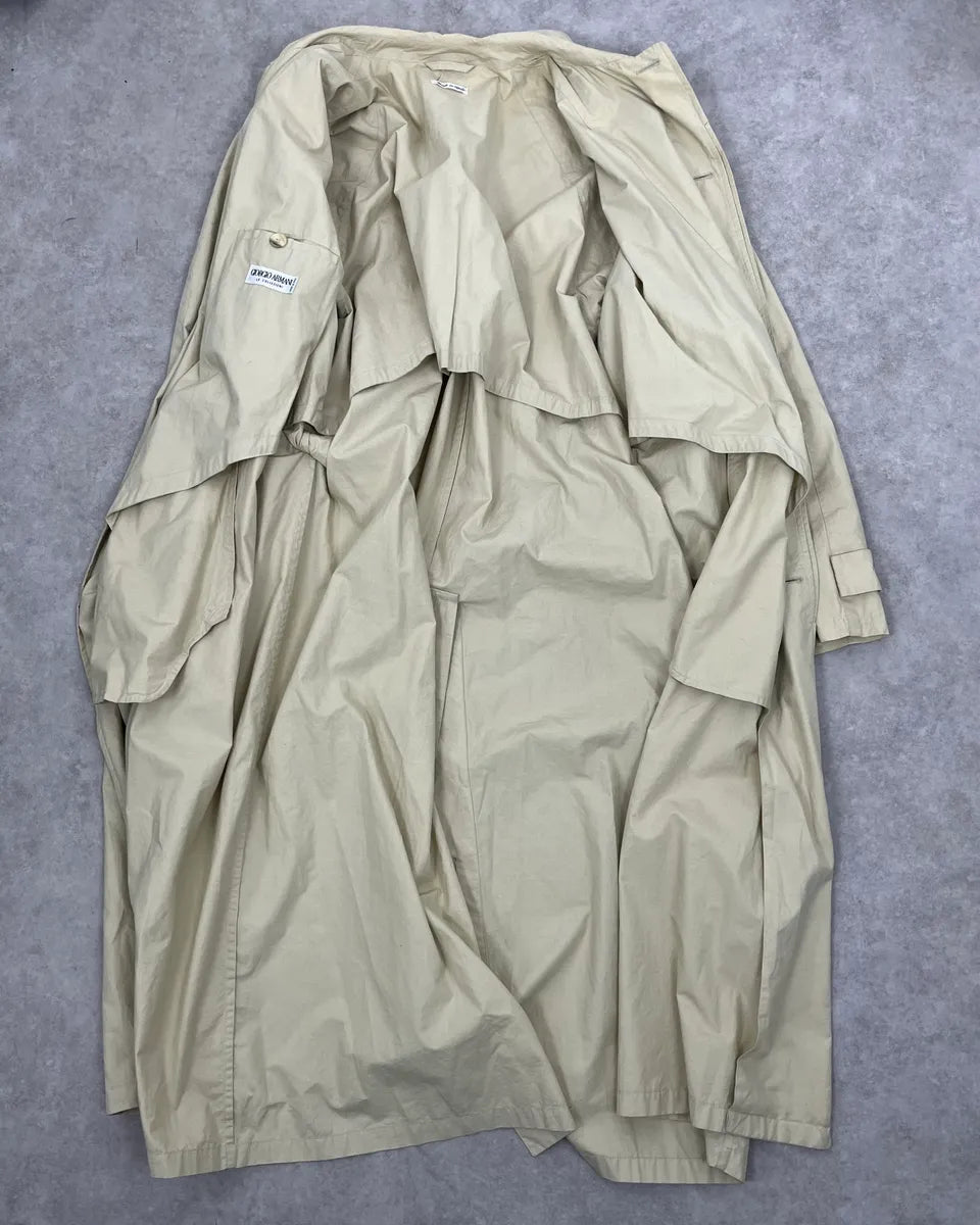 1990s Giorgio Armani Beige Long Classy Coat NpUgEIy 7