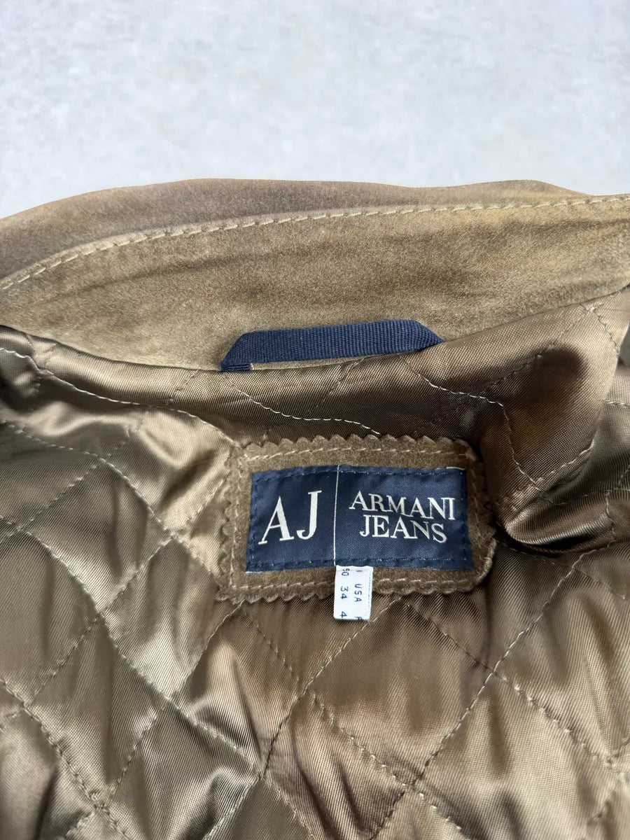 2000s Armani Beige Suede Leather Perfecto Jacket ZlvVRwK 10