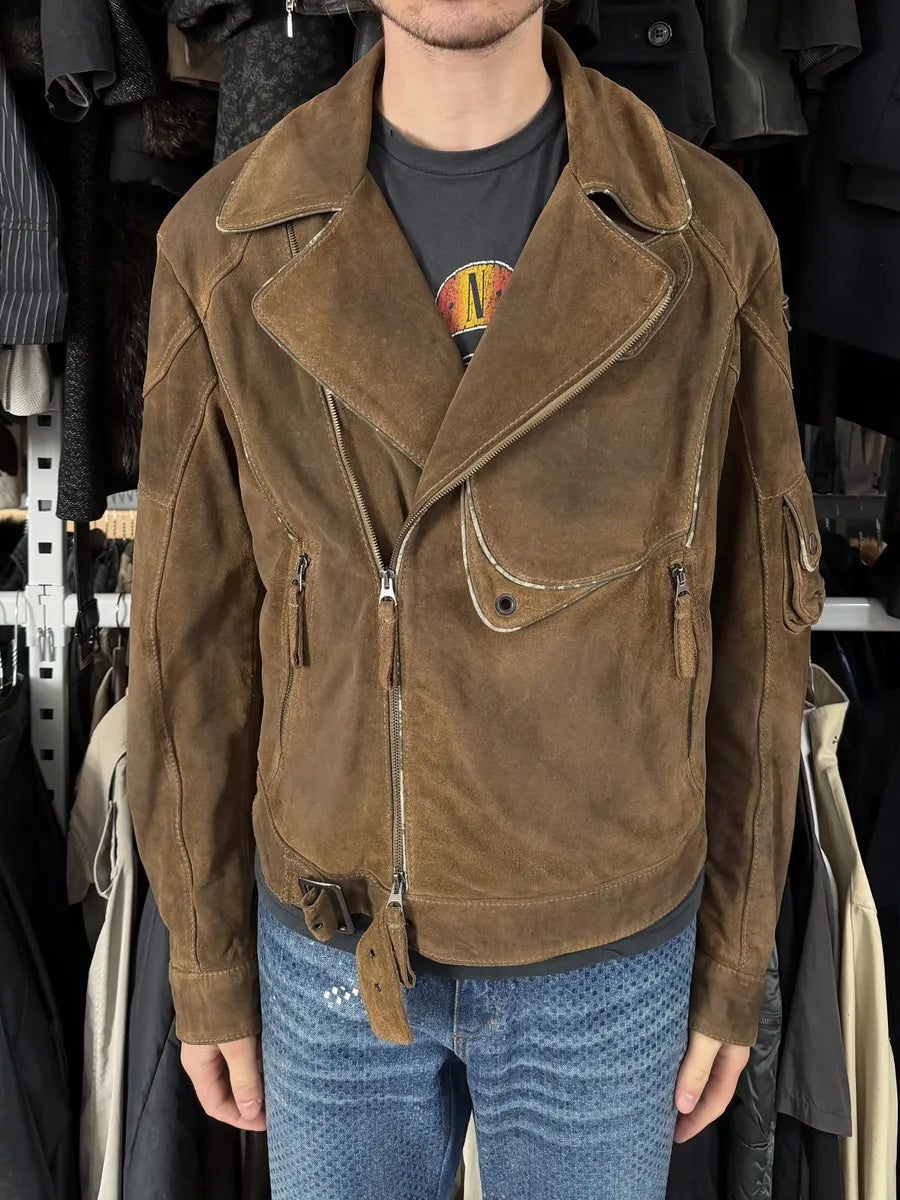 2000s Armani Beige Suede Leather Perfecto Jacket ZlvVRwK 3