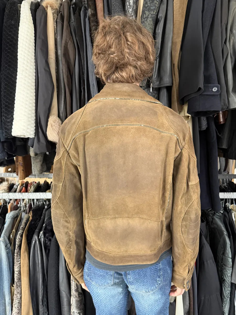 2000s Armani Beige Suede Leather Perfecto Jacket ZlvVRwK 4