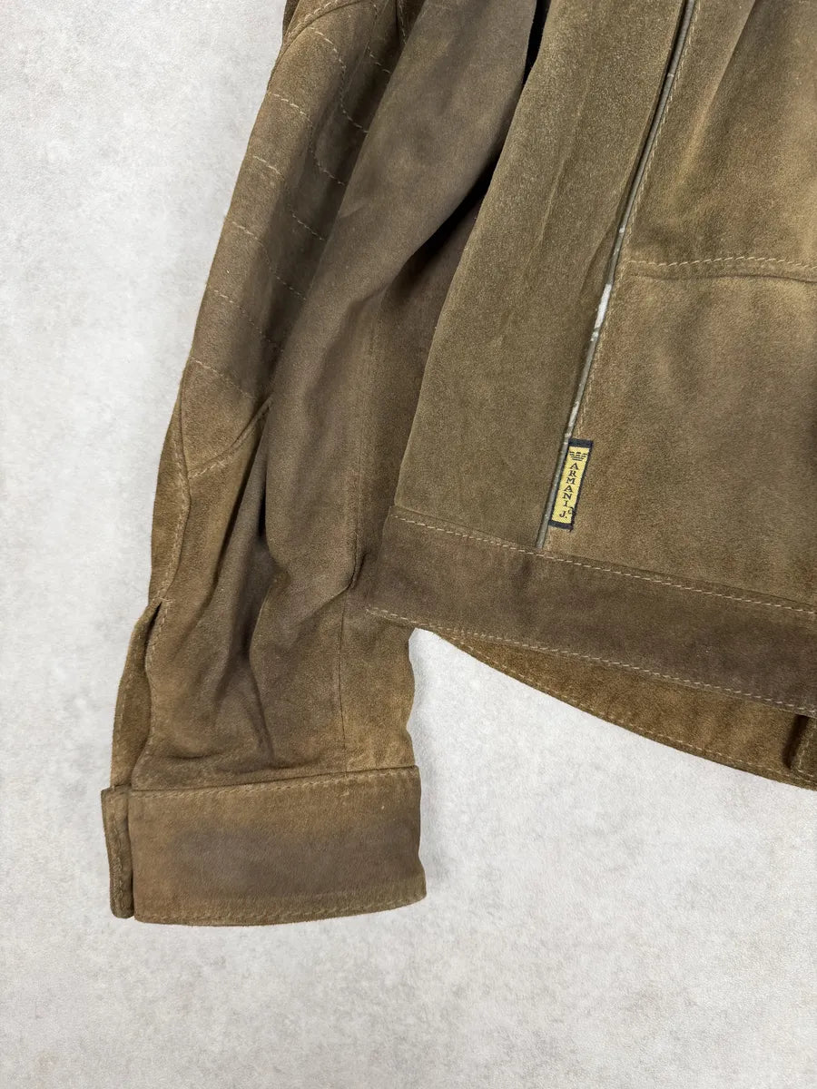 2000s Armani Beige Suede Leather Perfecto Jacket ZlvVRwK 8