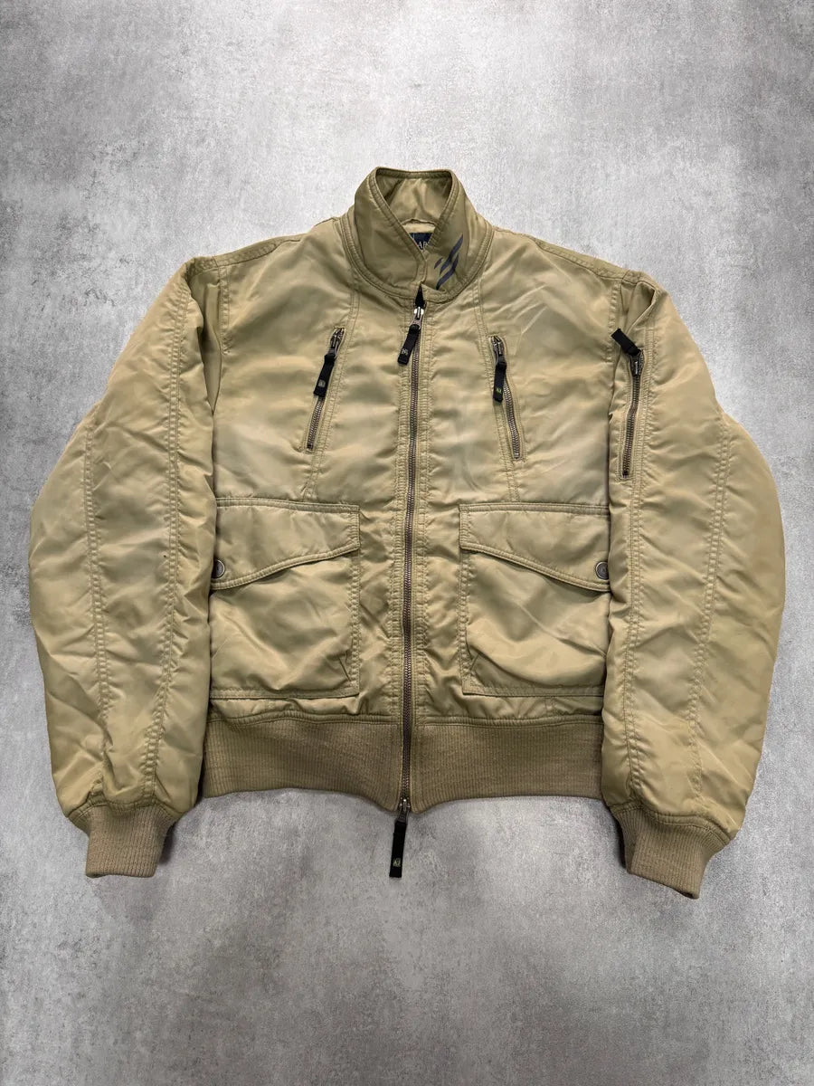 2000s Armani Beige Washed Utility Drift Bomber Jacket RLRzwin 0