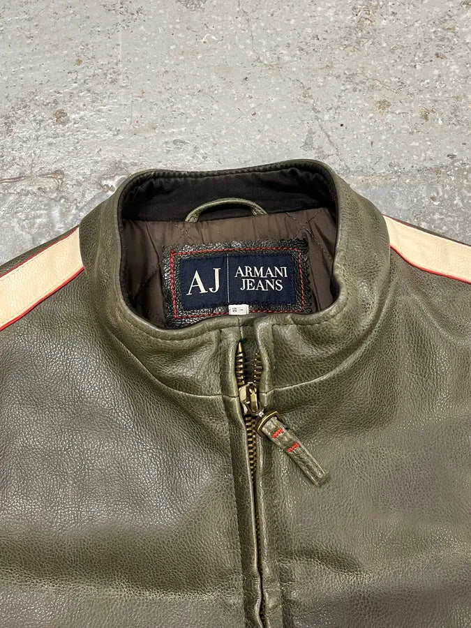 2000s Armani Biker AJ Relief Leather Jacket nOAZVSX 6