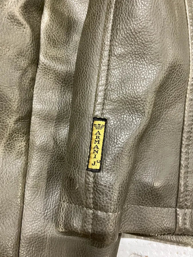2000s Armani Biker AJ Relief Leather Jacket nOAZVSX 9