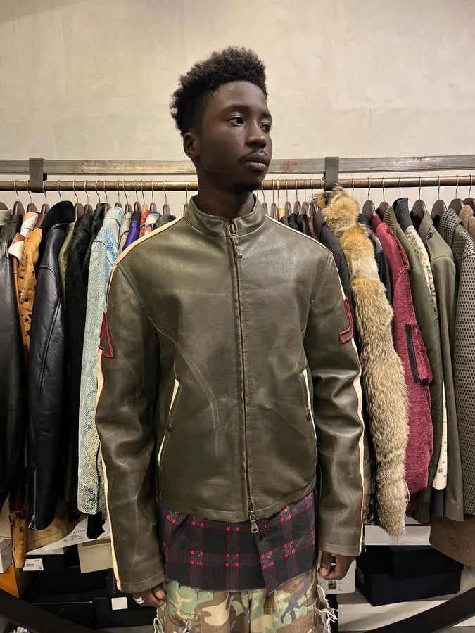 2000s Armani Biker AJ Relief Leather Jacket nOAZVSX 1