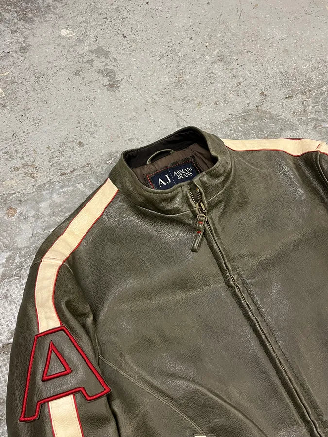 2000s Armani Biker AJ Relief Leather Jacket nOAZVSX 5
