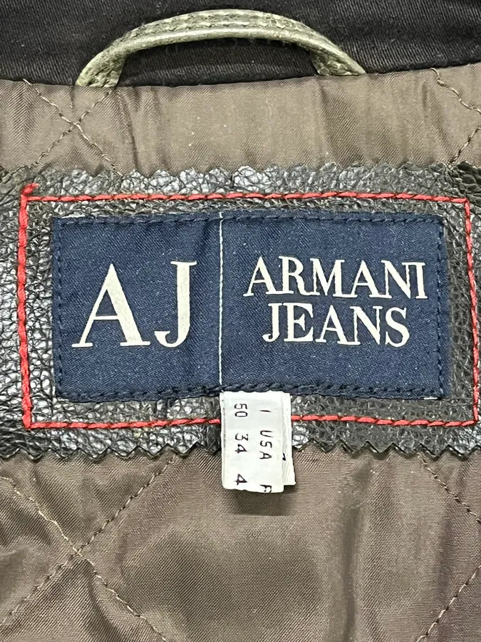 2000s Armani Biker AJ Relief Leather Jacket nOAZVSX 11
