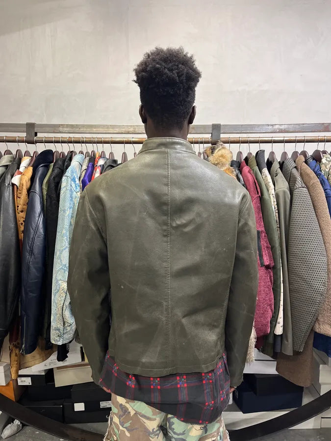 2000s Armani Biker AJ Relief Leather Jacket nOAZVSX 2