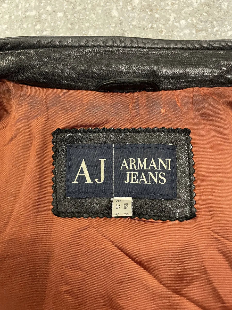 2000s Armani Biker Black Leather Jacket fMxkzjp 10