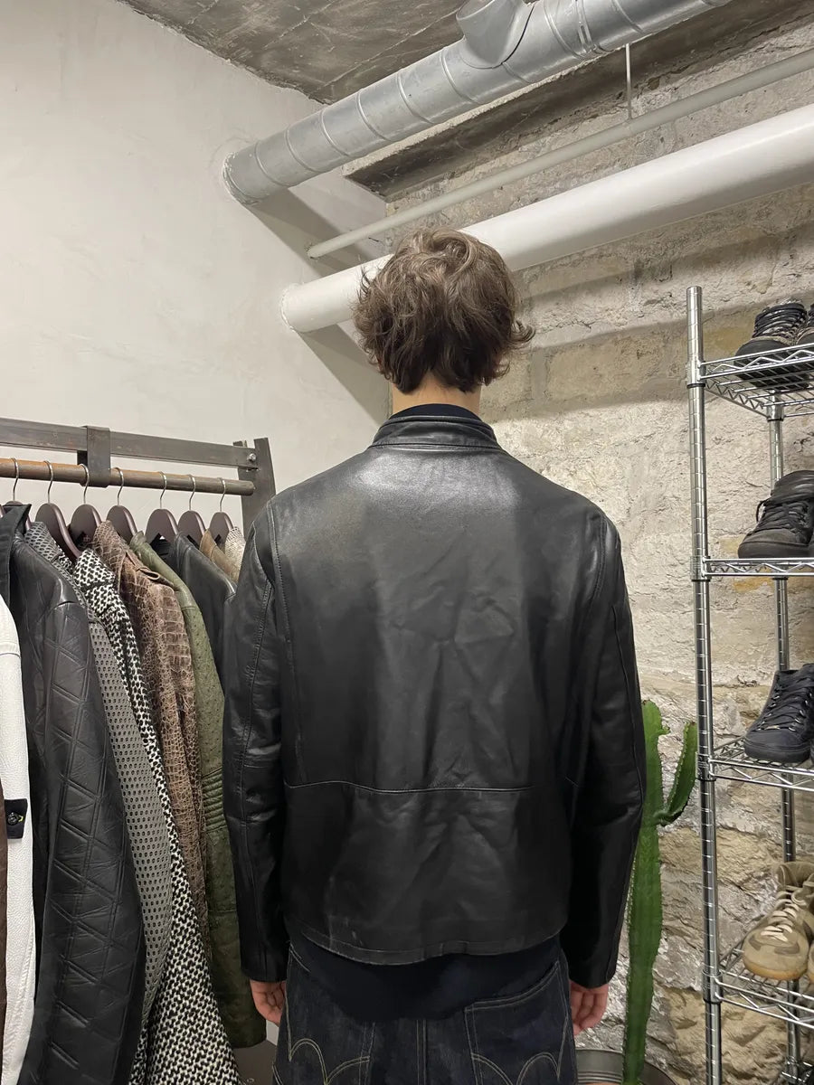 2000s Armani Biker Black Leather Jacket fMxkzjp 3