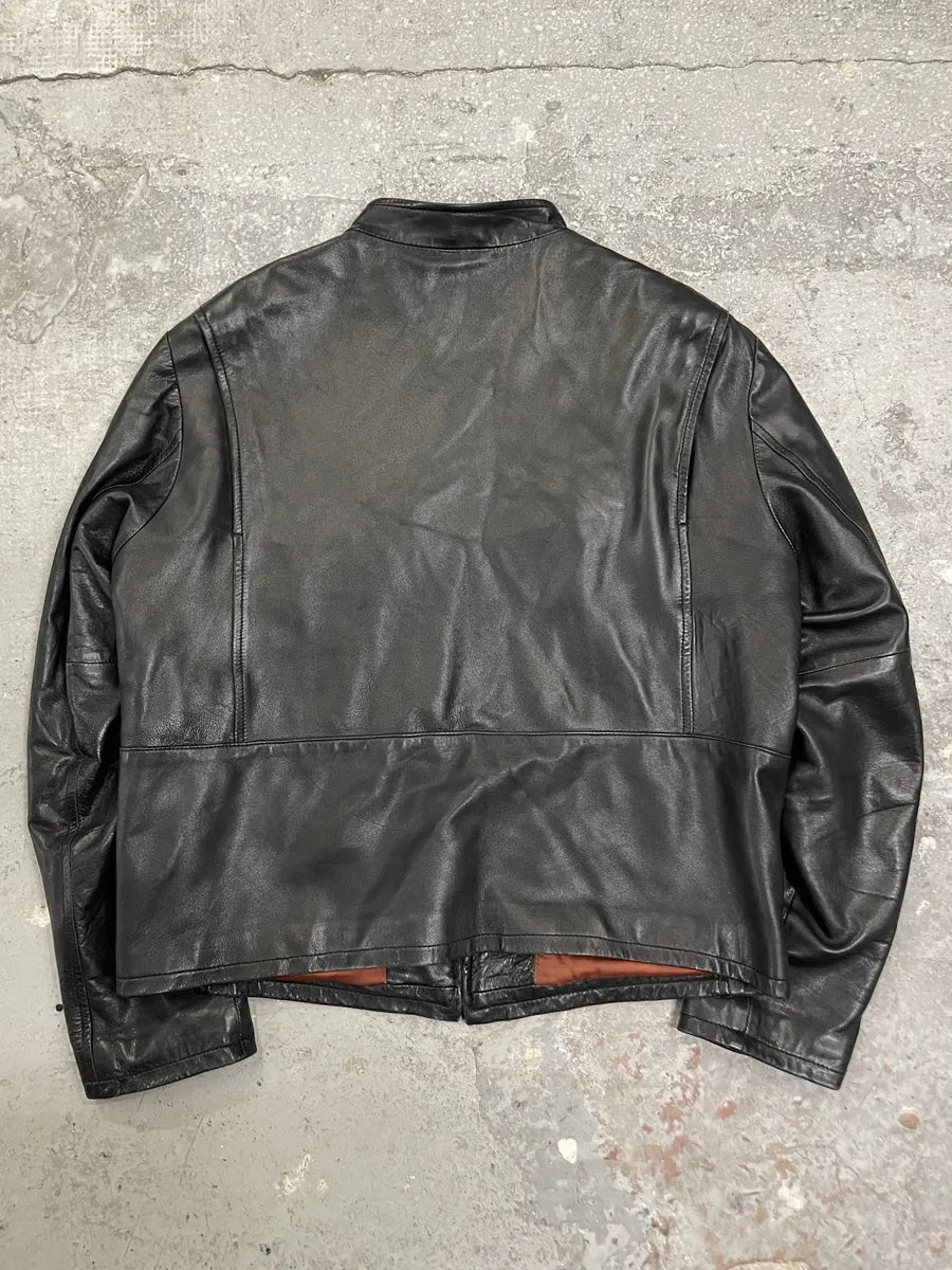2000s Armani Biker Black Leather Jacket fMxkzjp 4