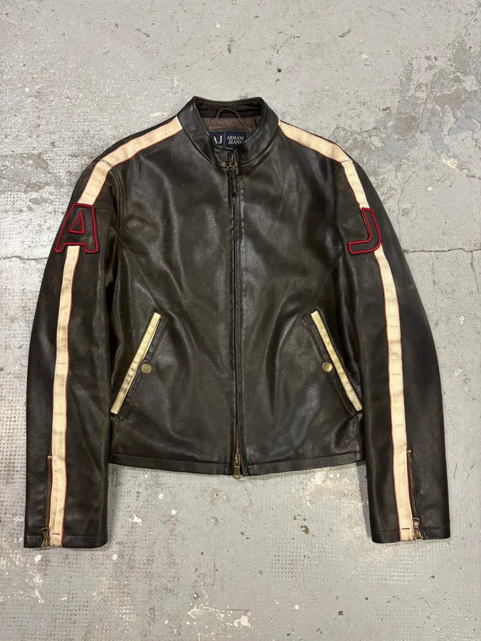 2000s Armani Biker Relief Leather Jacket (M/L) XyebJvK 0