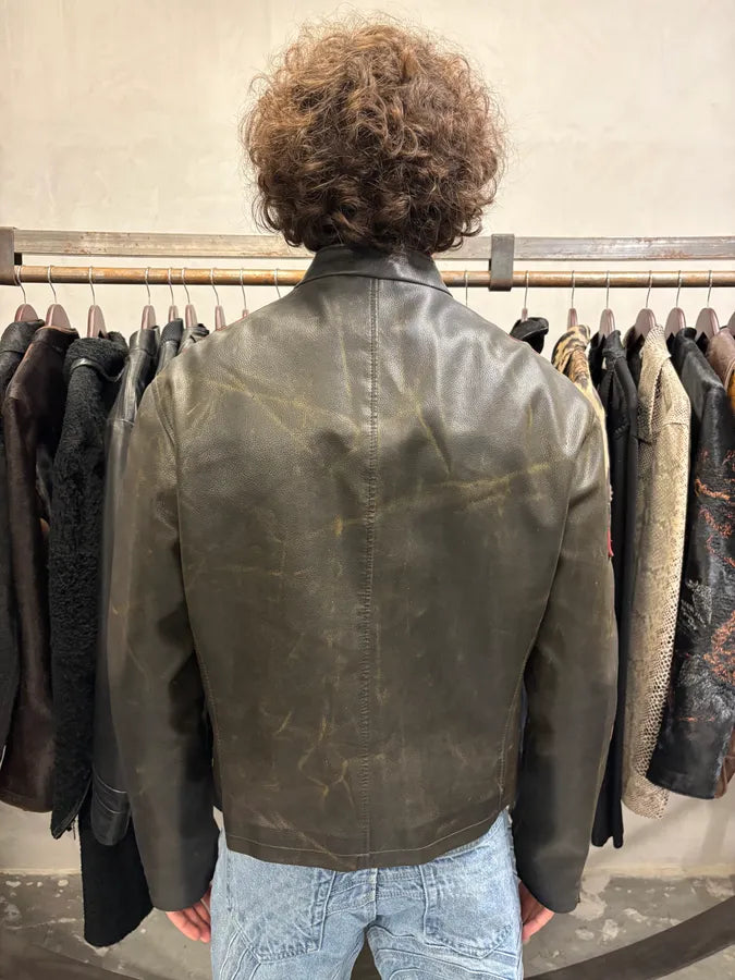 2000s Armani Biker Relief Leather Jacket (M/L) XyebJvK 2