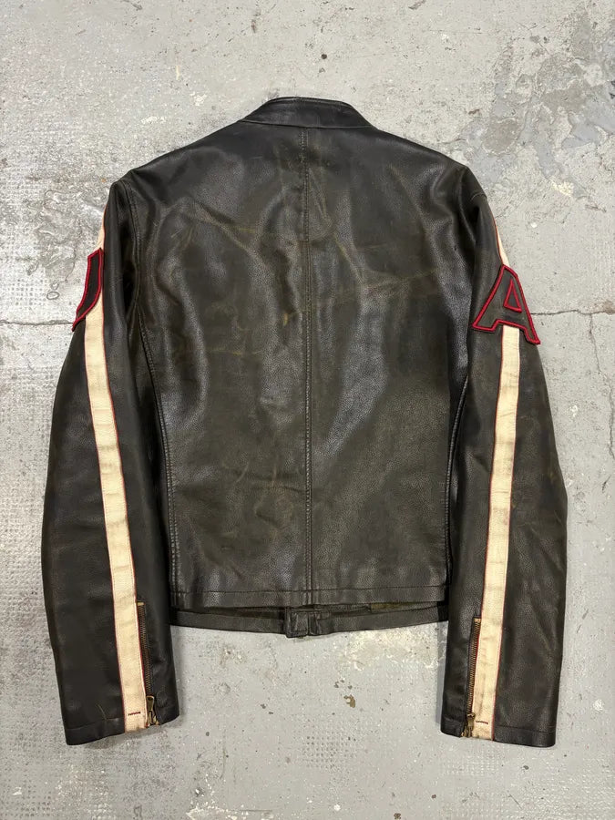 2000s Armani Biker Relief Leather Jacket (M/L) XyebJvK 4