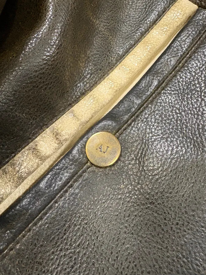 2000s Armani Biker Relief Leather Jacket (M/L) XyebJvK 5