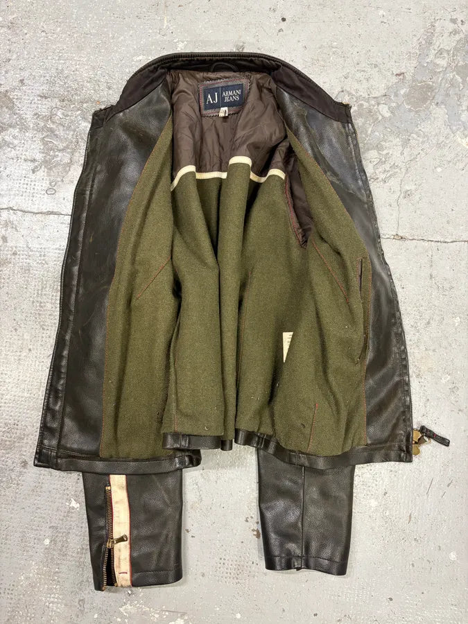 2000s Armani Biker Relief Leather Jacket (M/L) XyebJvK 8