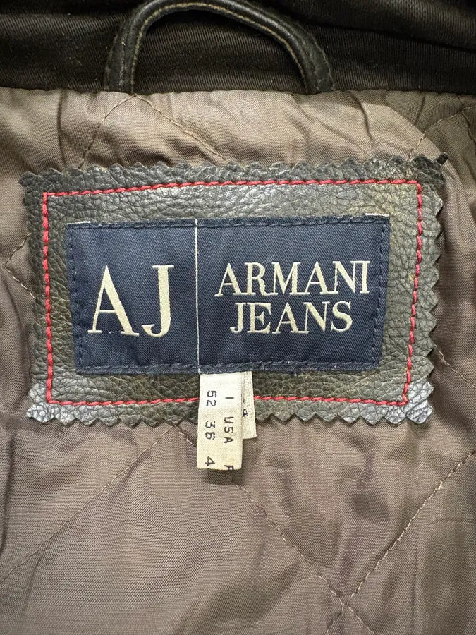 2000s Armani Biker Relief Leather Jacket (M/L) XyebJvK 9