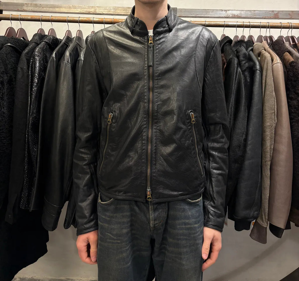 2000s Armani Black & Olive Tactical Biker Leather Jacket (S/M) xRRNibk 1