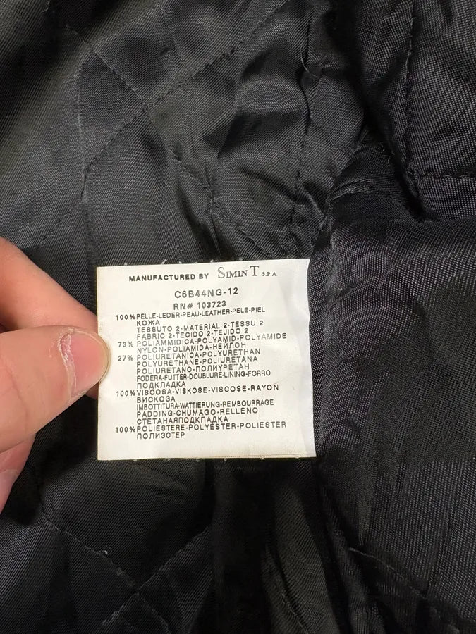 2000s Armani Black & Olive Tactical Biker Leather Jacket (S/M) xRRNibk 13