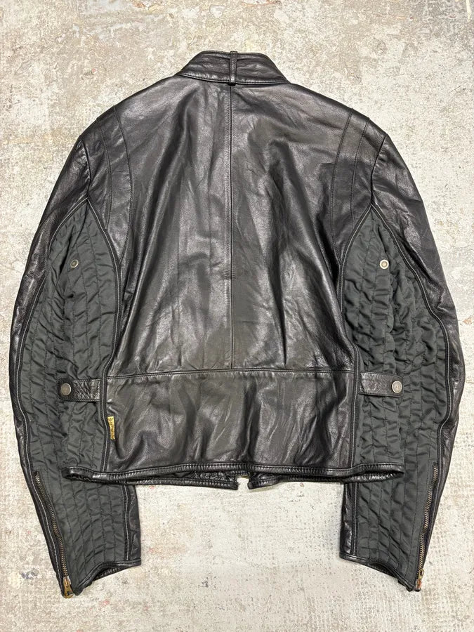 2000s Armani Black & Olive Tactical Biker Leather Jacket (S/M) xRRNibk 5