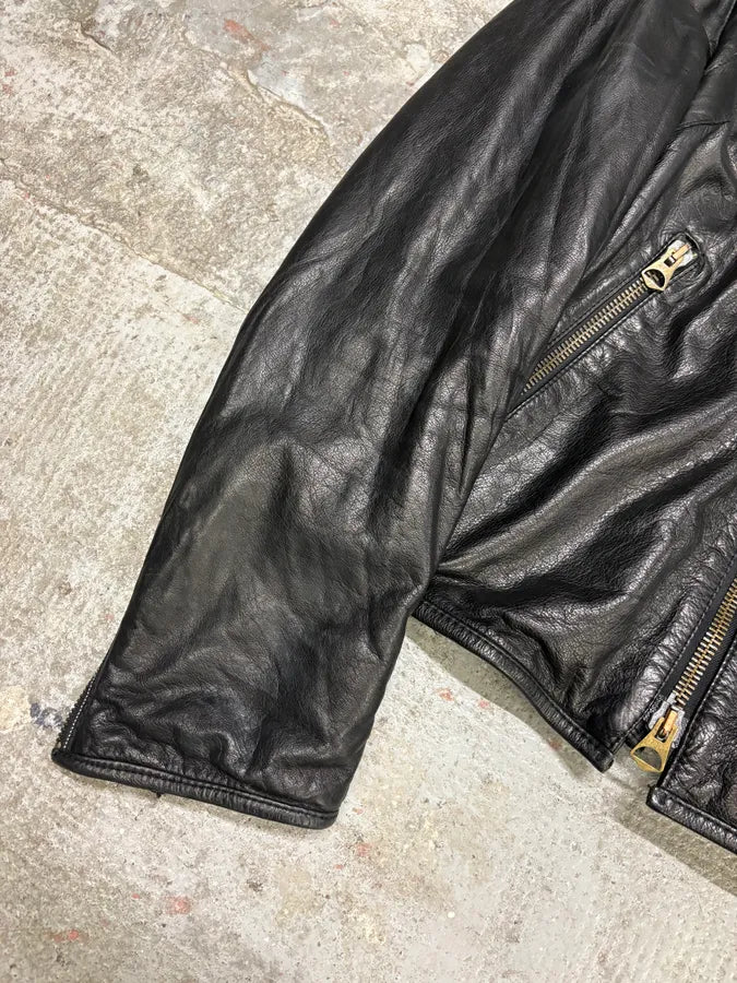 2000s Armani Black & Olive Tactical Biker Leather Jacket (S/M) xRRNibk 7