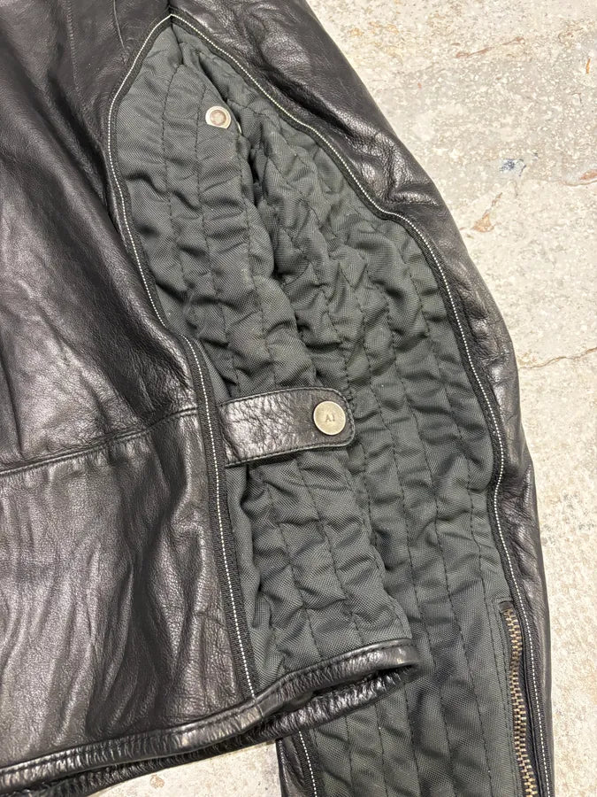 2000s Armani Black & Olive Tactical Biker Leather Jacket (S/M) xRRNibk 9